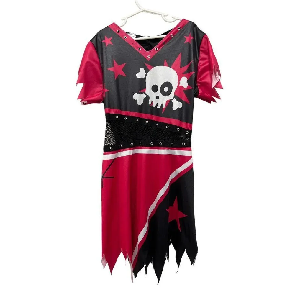 Spirit Halloween Scare Squad Cheerleader‎ Costume Sz L Dress-up Red Black